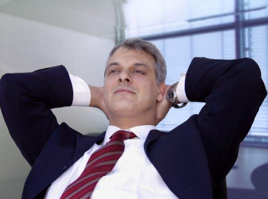 Minimize stress -Houston radio listeners get advice on supplements business man relaxing
